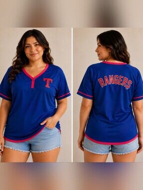 Fanatics Texas Rangers Metallic Logo Jersey Top – Women’s Large NWT